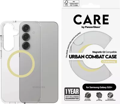 Mbështjellës PanzerGlass CARE Flagship Case Clear Chardonnay QI për Galaxy S25 Plus, transparent