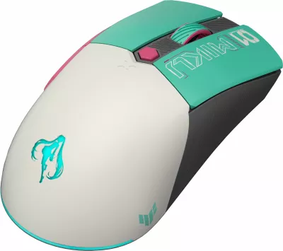 Maus wireless ASUS TUF Gaming Mini Hatsune Miku Edition, gaming, turkuaz/rozë