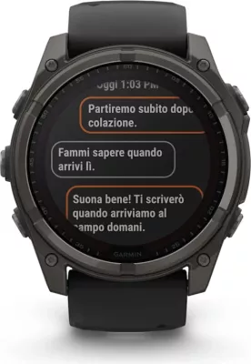 Smartwatch Garmin fēnix 8 Solar, Sapphire, Carbon Gray DLC Titanium, Black/Pebble Gray strap, 51 mm