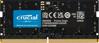 RAM Memorje Crucial CT16G56C46S5T, 16GB DDR5 5600MHz SO-DIMM ECC, e zezë