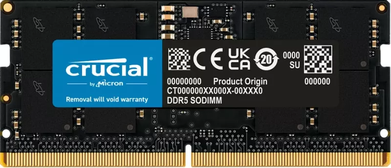 RAM Memorje Crucial CT16G56C46S5T, 16GB DDR5 5600MHz SO-DIMM ECC, e zezë