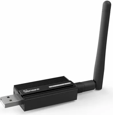 Marrës USB Zigbee, SONOFF ZBDongle-E, Zigbee 3.0, +20 dBm, antenë e jashtme SMA, i zi