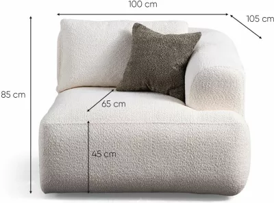 Divan dy ulëshe Atelier del Sofa, Sofia (L1 + 1R), i bardhë