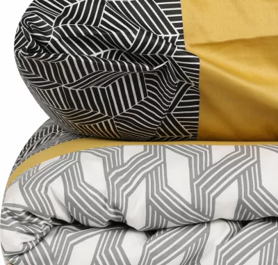 Set mbulesë për jorgan dopio satin Veneto, ngjyrë e zezë, e bardhë, portokalli