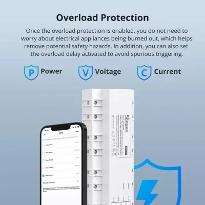 Switch smart Wi‑Fi SONOFF SPM-MAIN, matje e konsumit të energjisë, RS-485, 100-240V, i bardhë