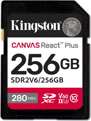Kartelë memorie Kingston Canvas React Plus 256GB SDXC UHS-II, 280MB/s, e zezë