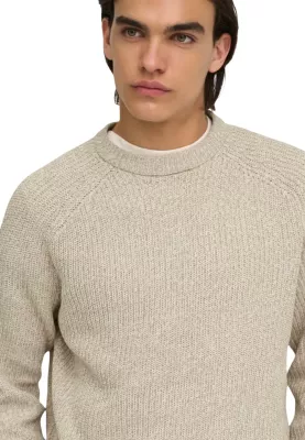 Xhemper për meshkuj Only & Sons Onsjoin Rlx Ls Raglan Knit 22034670, bezhë e çelët [Madhësia: S]
