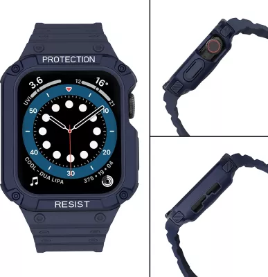 Rrip mbrojtës me kasë Hurtel për Apple Watch 9/8/7/6/5/4/3/2/SE/SE2, 41/40/38mm, Blu