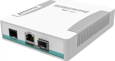 Switch MIKROTIK CRS106-1C-5S, 1x Gigabit Ethernet/SFP combo + 5x SFP 1.25Gbps, RouterOS L5, me adapter rryme, i bardhë