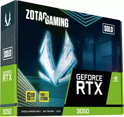 Kartelë grafike Zotac GAMING GeForce RTX 3050 Solo, 6 GB, GDDR6, PCI Express x8 4.0, e zezë