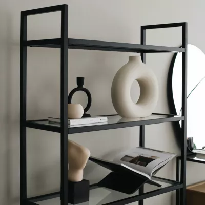 Raft librash Hanah Home, K100, ngjyrë e zezë, 80x165x30 cm
