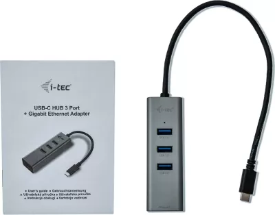 USB-C HUB I-Tec Metal 3 porta + Gigabit Ethernet, gri