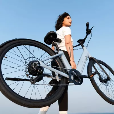Bicikletë elektrike Urtopia Carbon 1 ST Step-Thru, M (155–185 cm), 250W, autonomi deri 130 km, Blu