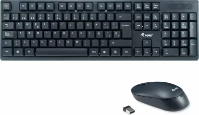 Tastierë me maus wireless Equip, QWERTY ES, full-size, e zezë