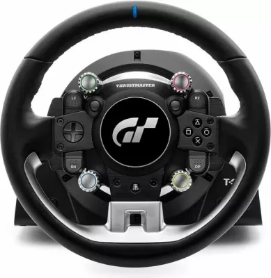 Timon garash Thrustmaster T-GT II, GT Wheel + Base, për PS5/PS4/PC, Force Feedback 40W, USB/Bluetooth, pack pa pedale, i zi