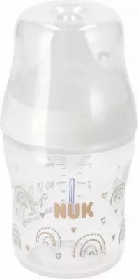 Biberon NUK Perfect Match 10743092 150 ml me biberon silikoni, indikator temperature, anti-kolik, transparent/bezhë, 1 copë