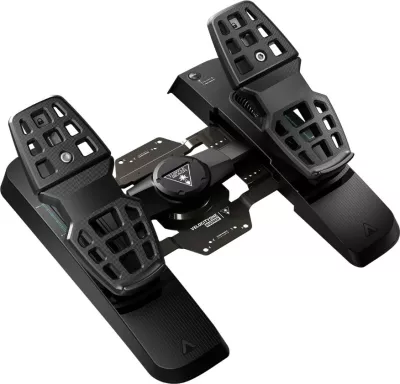 Pedale rudder Turtle Beach VelocityOne Rudder për PC dhe Xbox, USB-C, Hall sensor, frena diferenciale, të zeza