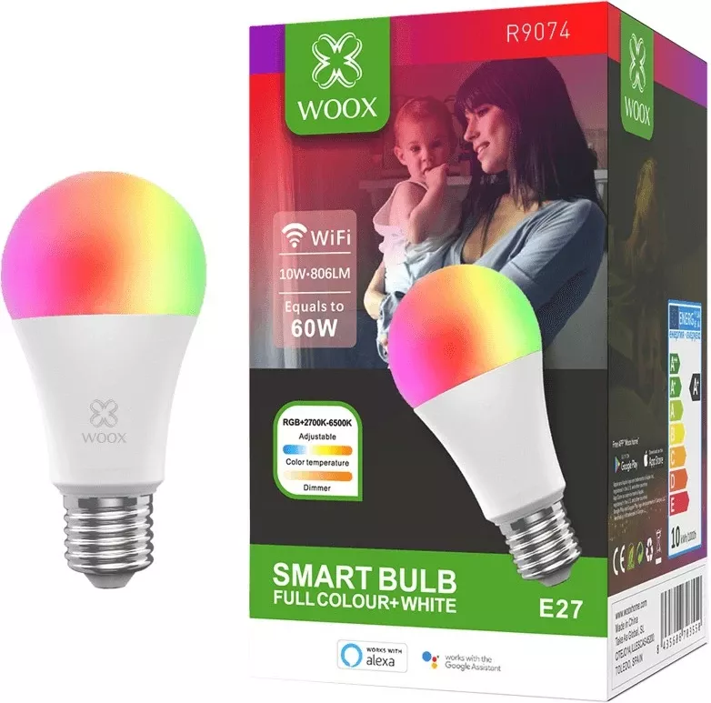 Llambë smart Woox R9074, Wi-Fi, LED, E27, e bardhë