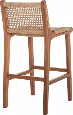 Karrige për bar me mbështetëse për jashtë, dru tik dhe litar, FH9381.01, 40x53x89H cm
