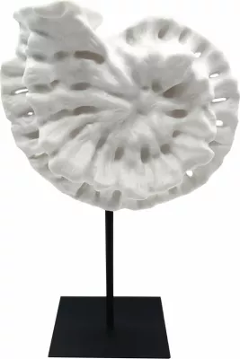 Dekor guaskë, polirezine, e bardhë, bazë metalike e zezë, 25x12x41cm