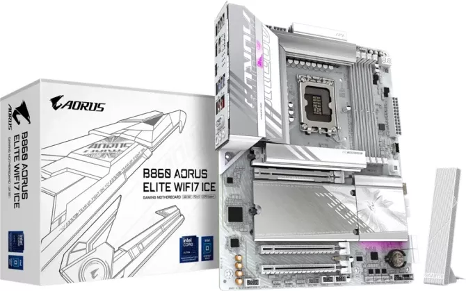 Pllakë amë GIGABYTE B860 AORUS ELITE WF7 ICE, LGA1851, ATX, DDR5, Wi‑Fi 7, USB4, e bardhë