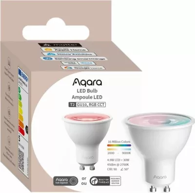 Llambë LED smart AQARA T2 LB-L03D, GU10 RGB CCT, 4.9W 450lm, 1 copë, e bardhë