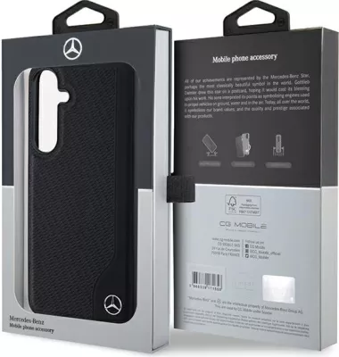 Mbështjellës Mercedes Leather Debossed Line MagSafe për Samsung Galaxy S24, i zi