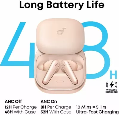 Kufje ANKER Soundcore Liberty 5 wireless, ANC 3.0, Bluetooth 5.4, Hi-Res LDAC, Dolby Audio, IP55, Apricot, set me kuti karikimi