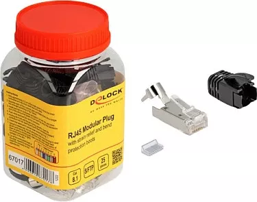 Prizë modulare RJ45 DeLOCK Cat8.1 S/FTP, set 25 copë, e zezë/argjend