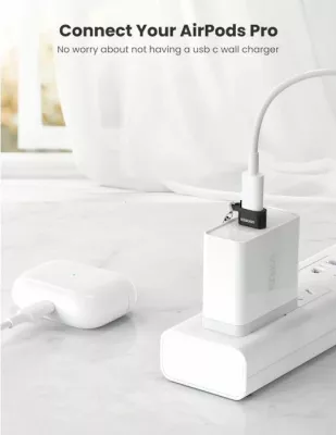 adapter mini USB-A në USB-C UGREEN 50568 18W 480Mbps me dalje audio, zezë/argjendtë