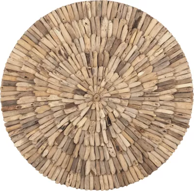 Dekorim muri i rrumbullakët CHIIKI FH4299 prej druri natyral Φ80 cm