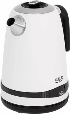 hervues uji elektrik ADLER AD1295w 1.7L LCD, rregullim temperature 40-100°C, 1850-2200W, bardhë/zezë