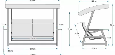 Karrige lëkundëse treshe për kopsht, ngjyrë antracit, Skye Decor Nova 2400
