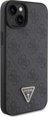 Mbështjellës Guess Crossbody 4G Metal Logo për iPhone 15/15 Plus, i zi, me rrip