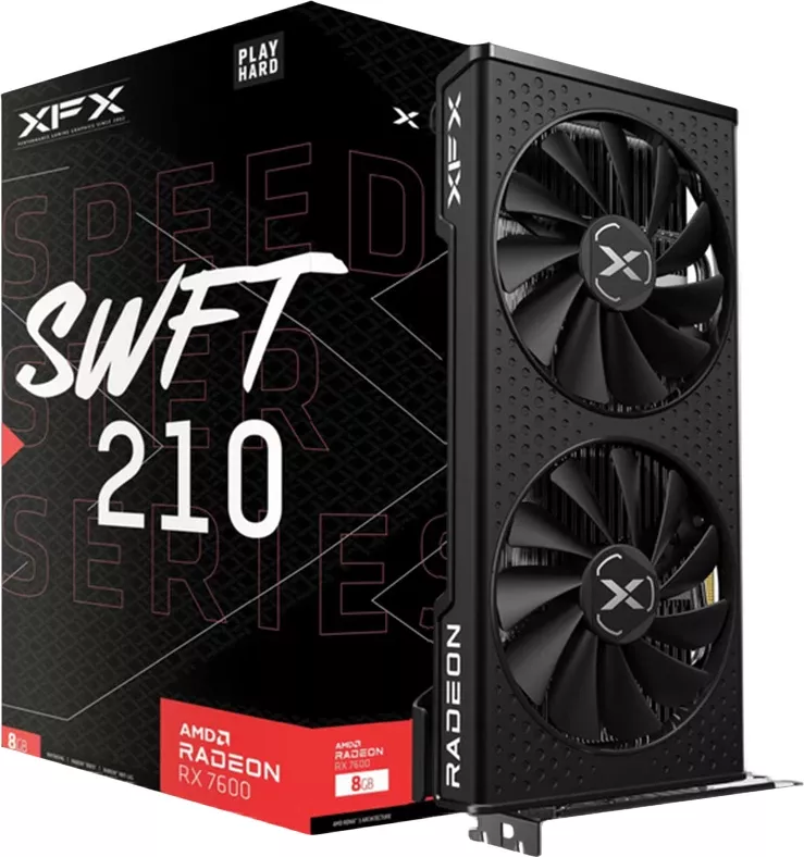 Kartë grafike XFX Speedster SWFT 210 Radeon RX 7600 8GB GDDR6 128-bit, HDMI + 3x DisplayPort, e zezë