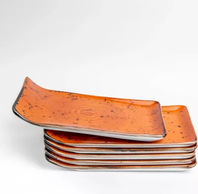 Pjatë servimi Fine Dine Dahlia 215x120 mm, porcelan, set 6 copë, portokalli