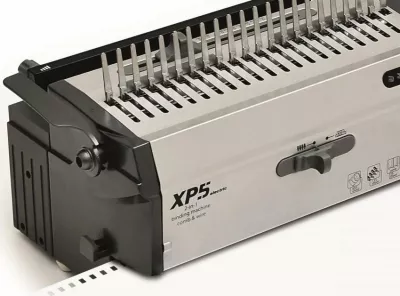 Makinë lidhëse elektrike dokumentesh Argo XP5 Electric (401142), A4, comb (plastikë) dhe spirale tel, deri 450 fletë, argjendtë