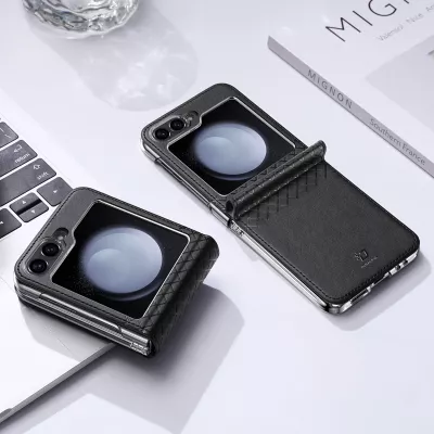 Mbështjellës Dux Ducis Brill për Samsung Galaxy Z Flip 6, lëkurë ekologjike, i zi