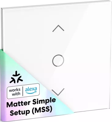 Switch smart WiFi për roleta/zbardhues, Meross MRS100MA-EU, Matter, 100–240V, 400W, e bardhë