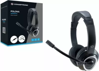 Kufje Conceptronic Headset Klinke Mikro, 2.0m, e zezë
