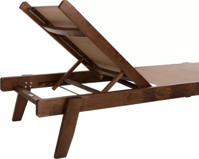 Shezlong profesional për plazh, dru fagu, ngjyrë arre dhe tekstileni mocha, FH10356.06, 200x61-66x31-91H cm