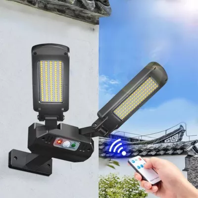 Lampë rruge solare LED Maclean MCE447 me sensor lëvizjeje dhe telekomandë, IP54, 2x450lm, 6500K