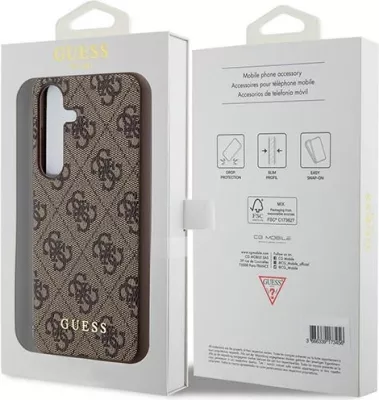 Mbështjellës Guess 4G Metal Gold Logo për Samsung Galaxy A55, Kafe
