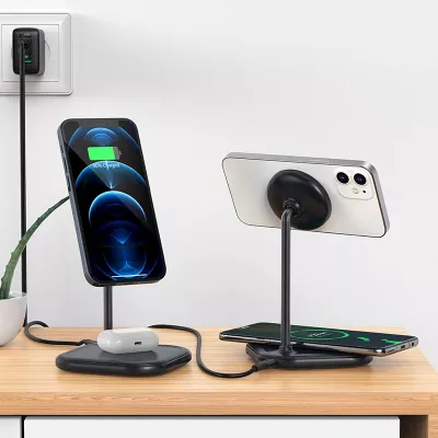Karikues wireless Acefast E6, 15W, MagSafe, për iPhone dhe AirPods, Gri