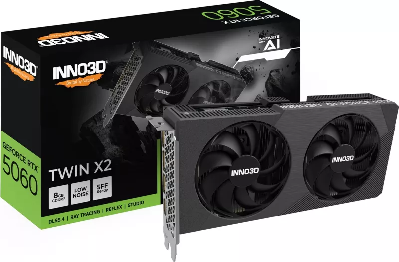 Kartelë grafike INNO3D GeForce RTX 5060 Twin X2, 8 GB GDDR7, e zezë