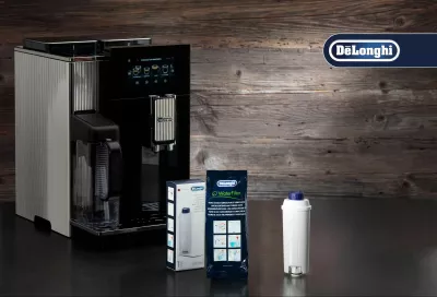 Filter uji DeLonghi DLSC002 (5513292811), për aparat espresso/kafeje, 1 copë, bardhë/blu