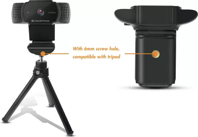 Webkamerë Conceptronic AMDIS 2K, 5MP, Autofokus, USB-A, me Mikrofon, e zezë