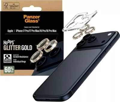 Mbështjellës PanzerGlass Hoops Glitter për iPhone 16 Pro/16 Pro Max/17 Pro/17 Pro Max, ari