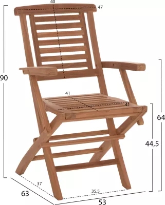 Karrige palosëse për ngrënie jashtë, dru tik, CRANDER FH6377, set prej 2 copë, 53x63x90cm