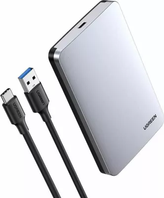 Kasë eksternale për disk 2.5\" Ugreen CM300, SATA III në USB-C 3.2 Gen 2 10Gbps, alumin, argjendtë